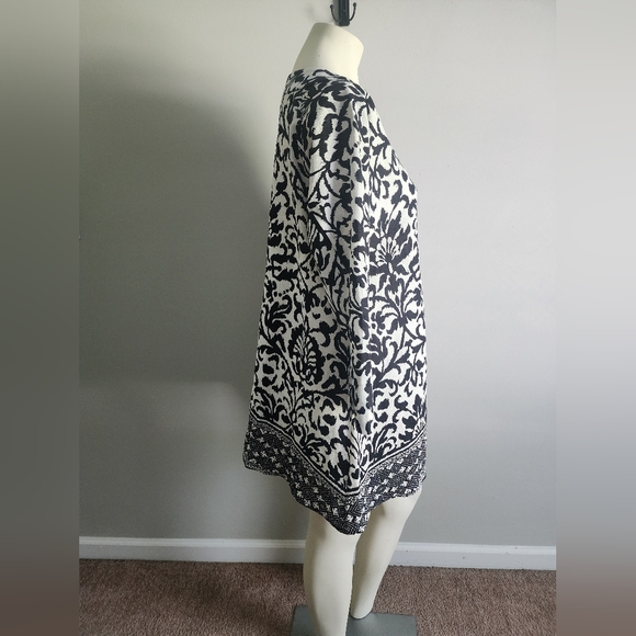 Tyler Boe 100% Linen tunic top/mini dress/ cover up womens small black +White - Picture 2 of 12